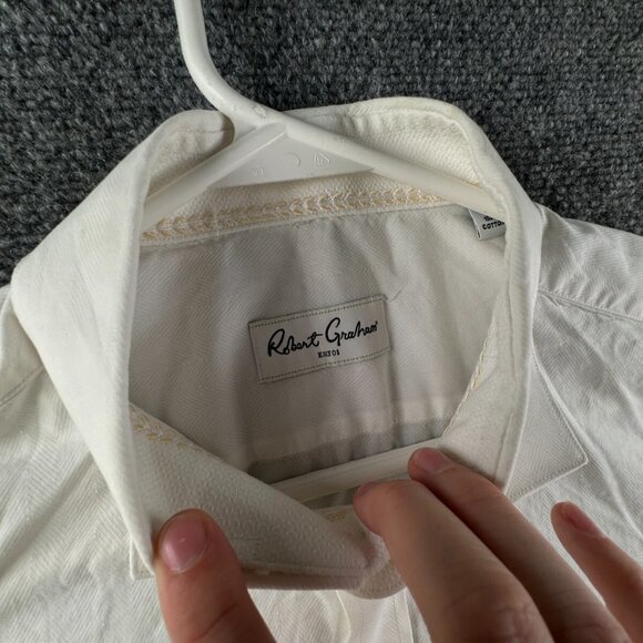 Robert Graham White Long Sleeve Button Up Shirt Men Size 17.5 (44) All Cotton - Picture 7 of 16